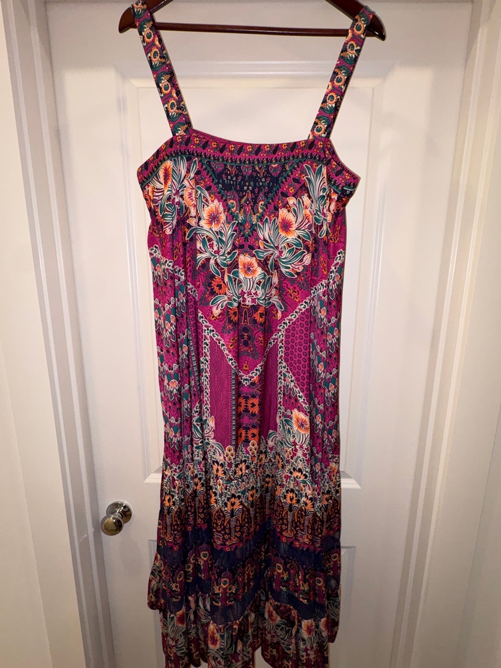 Anthropologie Tank Square Neck Boho Maxi Summer Dress Size Medium